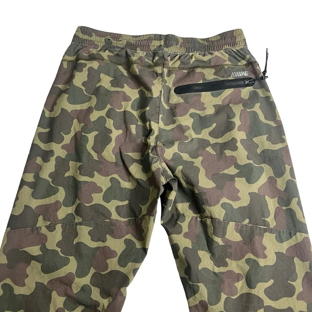 American Eagle Flex Camo Jogger Pants Mens Small Green Zipper Pockets Gorpcore